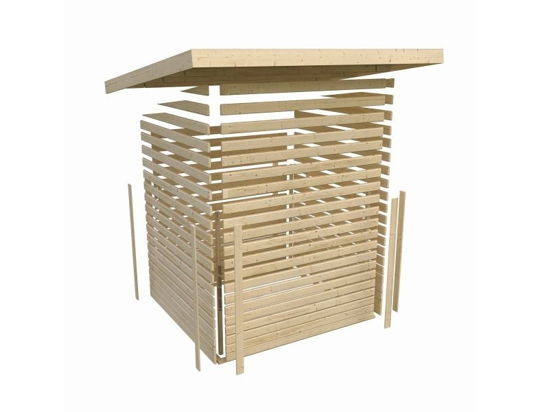 Karibu Gartenhaus Chione, natur 38 mm, inkl. überdachter Terrasse