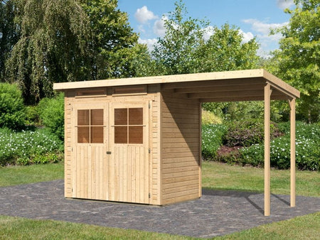 Karibu Gartenhaus Glücksburg 2 inkl. Anbaudach