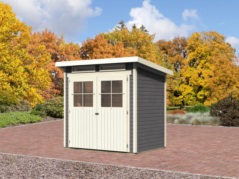 Karibu Gartenhaus Glücksburg 2 terragrau 19 mm