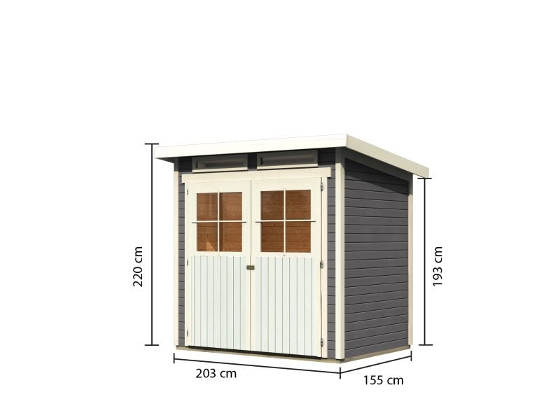 Karibu Gartenhaus Glücksburg 2 terragrau 19 mm