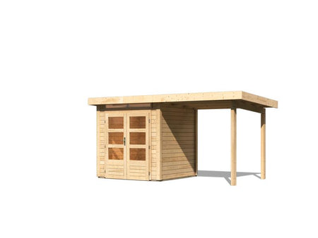 Karibu Gartenhaus Kandern 1 natur mit Anbaudach 2,35 m