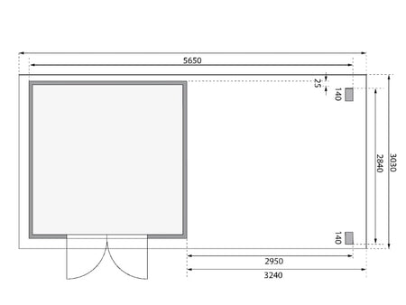 Karibu Gartenhaus Kandern 6 in terragrau mit Anbaudach 3,2 Meter inkl. Rück- und Seitenwand
