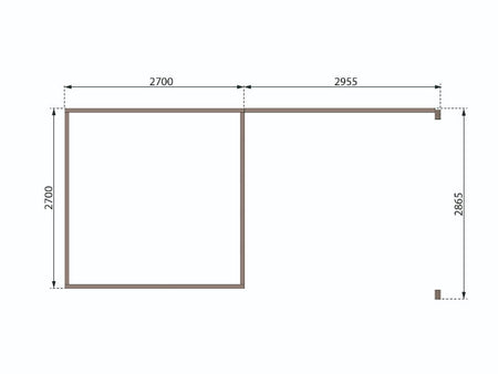 Karibu Gartenhaus Kastorf 6 - terragrau mit Anbaudach 3,2 m und 28 mm Rückwand