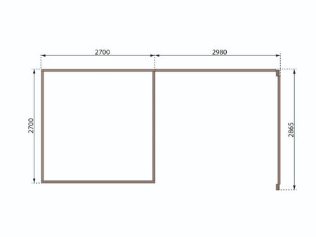 Karibu Gartenhaus Kastorf 6 - terragrau mit Anbaudach 3,2 m und 28 mm Seiten- und Rückwand