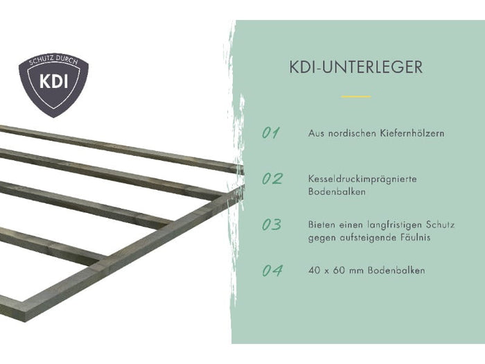 Karibu Gartenhaus Lahar 5, natur, inkl. Anbaudach 2,40 m Breite