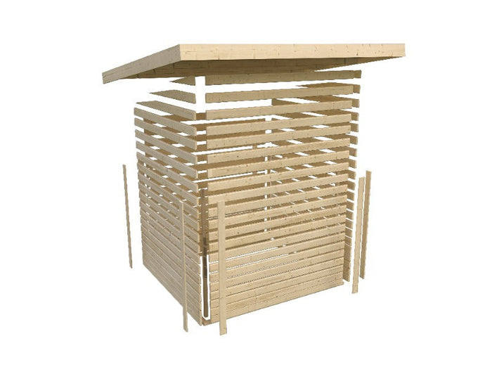 Karibu Gartenhaus Lahar 5, natur, inkl. Anbaudach 2,40 m Breite