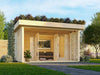 Karibu Gartenhaus Lily, natur, inkl. selbstklebende Dachbahn, Vlies, Wurzelschutzfolie (für Dachbegr