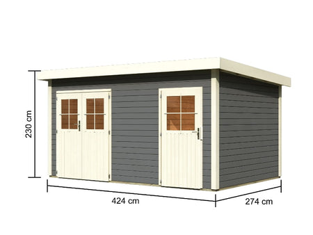 Karibu Gartenhaus Mattrup 2-Raum-Haus in terragrau 28 mm