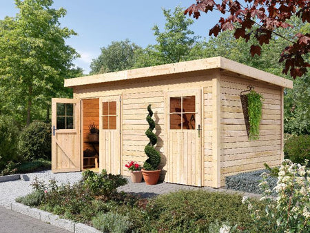 Karibu Gartenhaus Mattrup 2 raum Haus natur 28 mm
