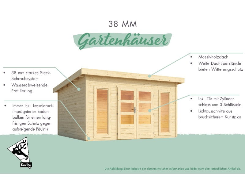 Karibu Gartenhaus Radeburg 1 natur 40 mm