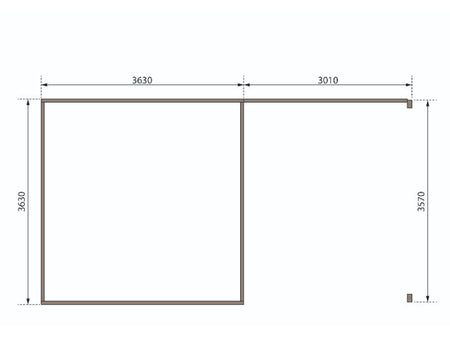 Karibu Gartenhaus Radeburg 3 natur mit Anbaudach 3,3 m und Rückwand