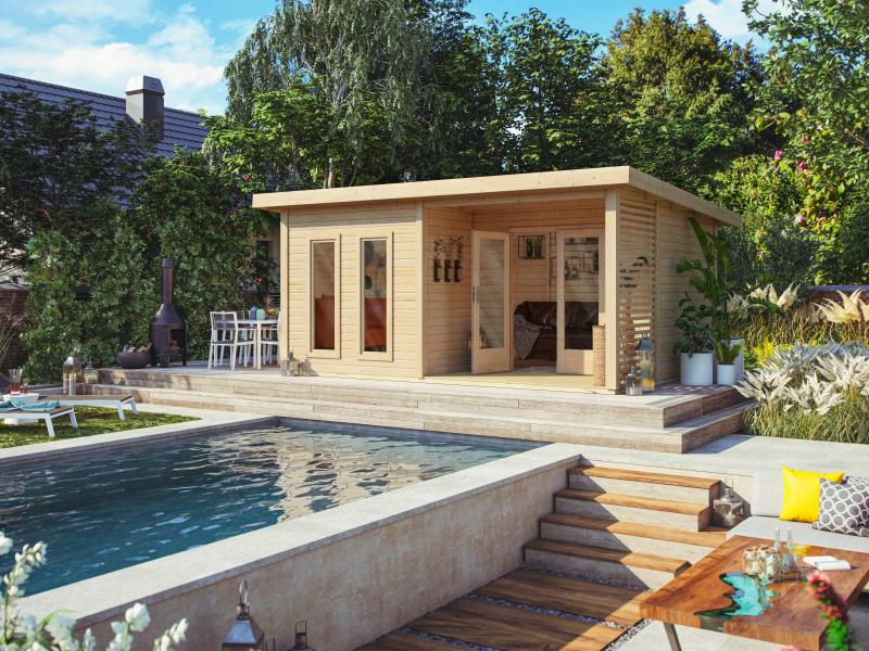 Karibu Gartenhaus Radeburg 5 natur inkl. Terrasse