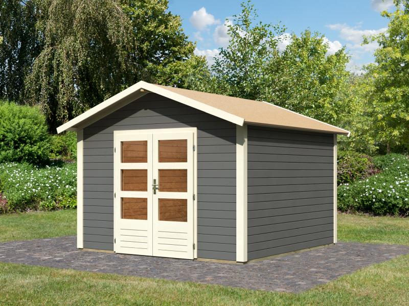 Karibu Gartenhaus Ravenna 3 terragrau, inkl. Fußboden
