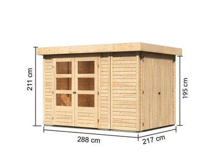 Karibu Gartenhaus Retola 2 inkl. Anbauschrank