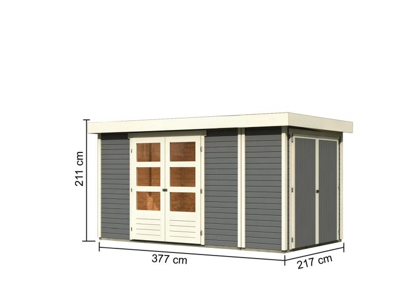 Karibu Gartenhaus Retola 5 in terragrau hier günstig kaufen! – osb-karibu-shop