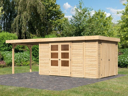 Karibu Gartenhaus Retola 6 mit Anbaudach 2,80 Meter