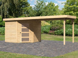 Karibu Gartenhaus Schwandorf 5 natur mit Anbaudach 2,75 Meter