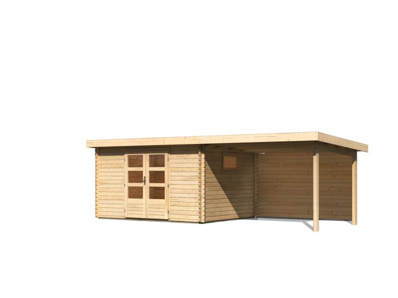 Karibu Gartenhaus Trittau 4 inkl. Anbaudach 3,3 m mit Rückwand