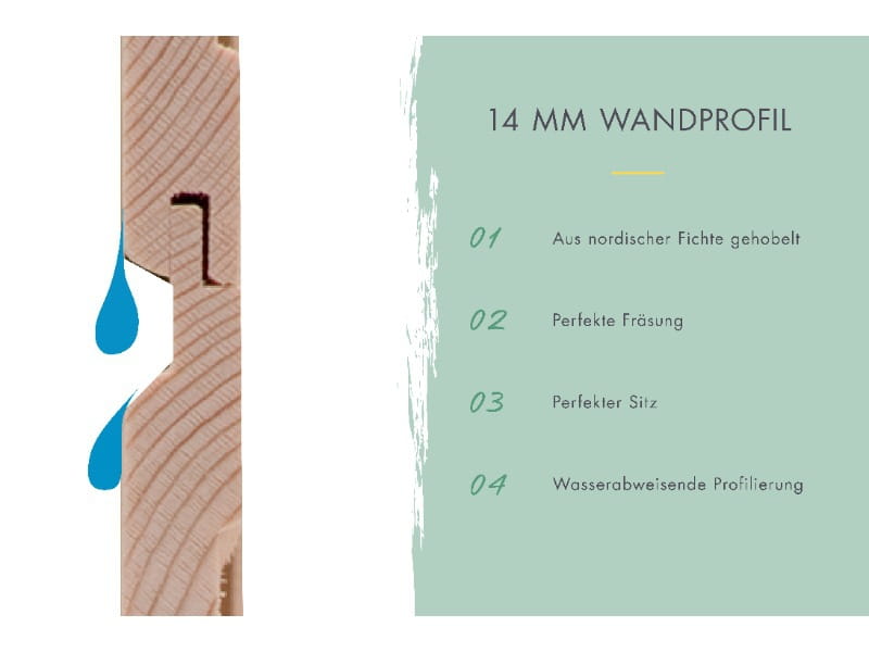 Karibu Gerätehaus Merseburg 3, vorvergraut, 14 mm