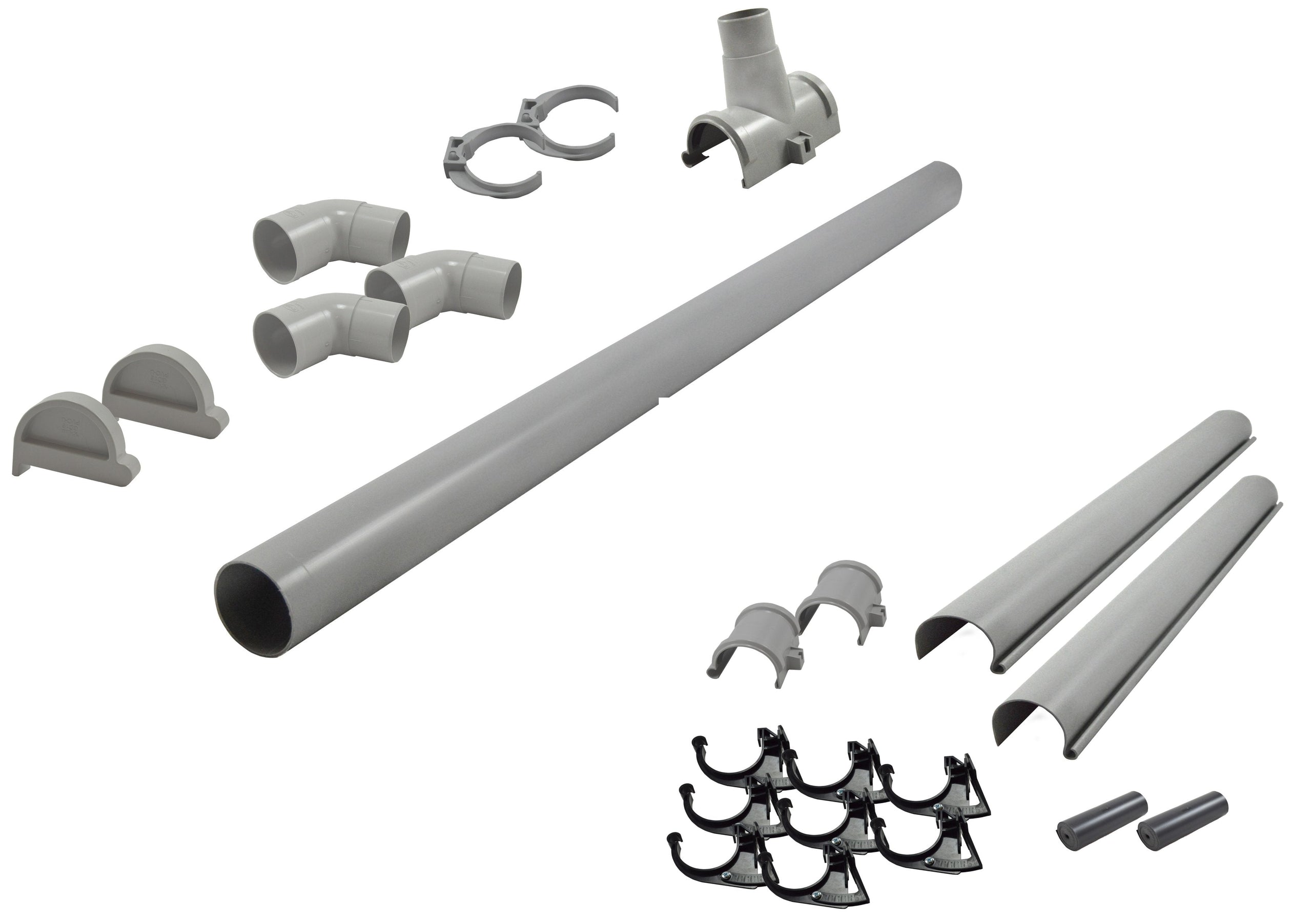 Karibu graue PVC-Dachrinne für Flachdach bis 265 cm Set J