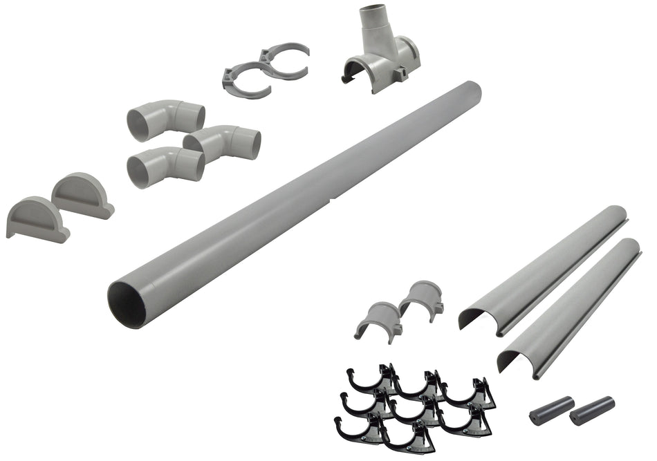 Karibu graue PVC-Dachrinne für Flachdach bis 265 cm Set J