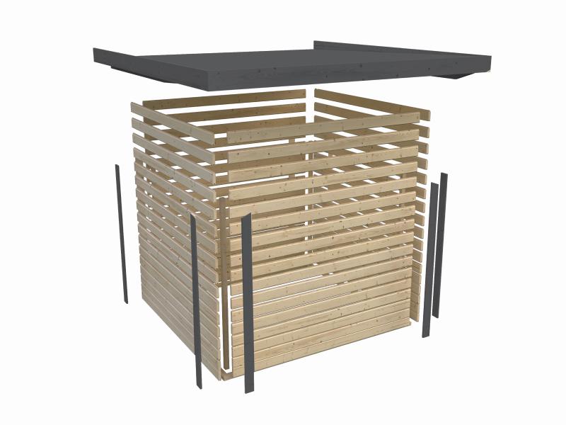 Karibu Hybrid Gartenhaus Jupiter 2 C anthrazit/graualuminium , inkl. 2,40 m Anbaudach