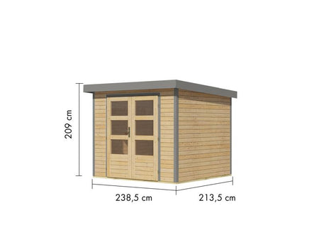 Karibu Hybrid Gartenhaus Jupiter 3 A naturbelassen/graualuminium