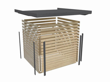 Karibu Hybrid Gartenhaus Jupiter 3 B terragrau/graualuminium inkl. 2,35 m Anbaudach