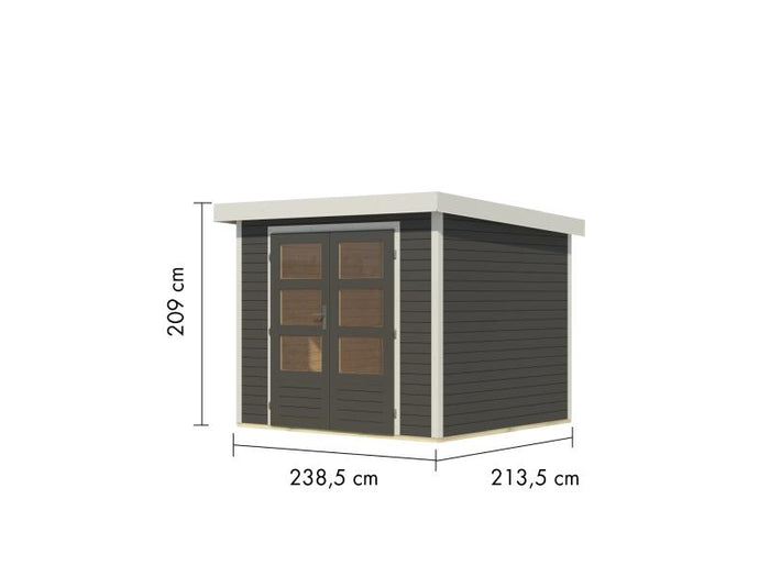 Karibu Hybrid Gartenhaus Jupiter 3 B terragrau/weiß