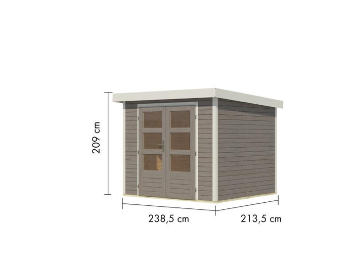 Karibu Hybrid Gartenhaus Jupiter 3 D wassergrau/weiß