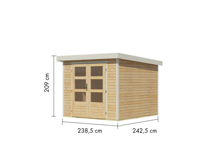 Karibu Hybrid Gartenhaus Jupiter 3,5 A naturbelassen/weiß