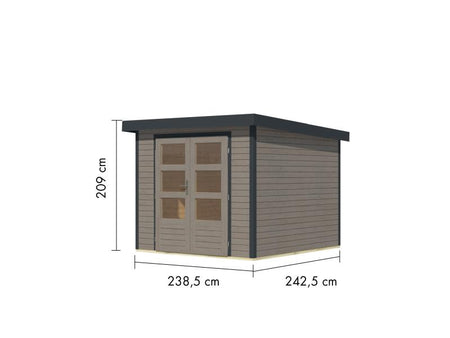 Karibu Hybrid Gartenhaus Jupiter 3,5 D wassergrau/anthrazit
