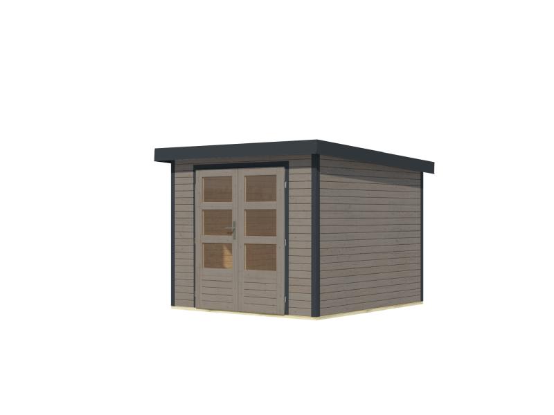 Karibu Hybrid Gartenhaus Jupiter 3,5 D wassergrau/anthrazit