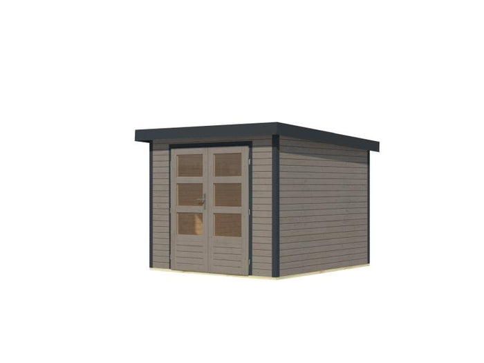 Karibu Hybrid Gartenhaus Jupiter 3,5 D wassergrau/anthrazit