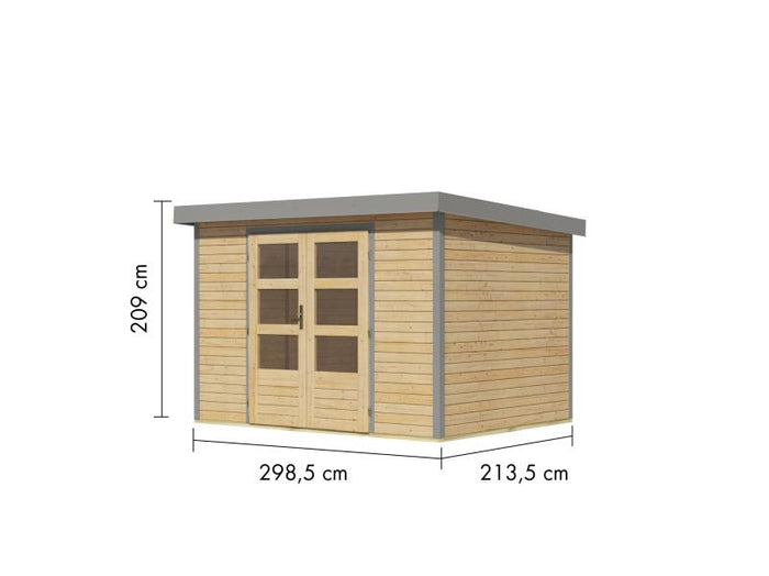Karibu Hybrid Gartenhaus Jupiter 4 A naturbelassen/graualuminium
