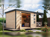 Karibu Hybrid Gartenhaus Jupiter 4 A naturbelassen/anthrazit, inkl. 2,35 m Anbaudach