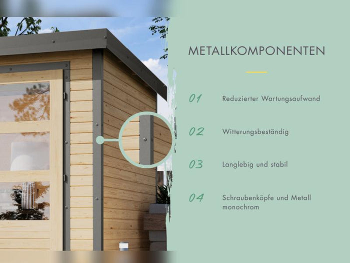 Karibu Hybrid Gartenhaus Jupiter 4 C anthrazit/graualuminium, inkl. 2,35 m Anbaudach