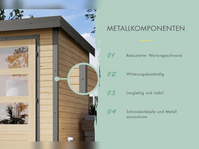Karibu Hybrid Gartenhaus Jupiter 5 B terragrau/graualuminium, inkl. 2,35 m Anbaudach