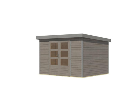 Karibu Hybrid Gartenhaus Jupiter 5 D wassergrau/graualuminium