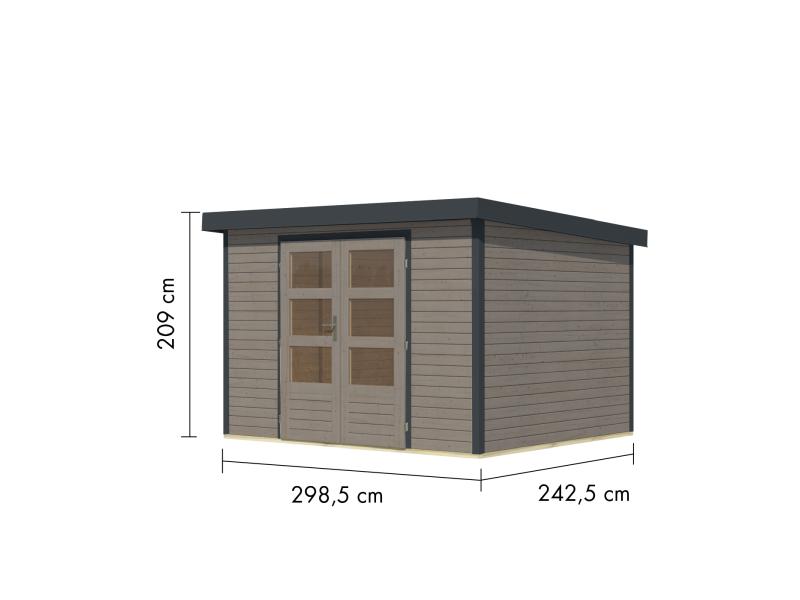 Karibu Hybrid Gartenhaus Jupiter 5 D wassergrau/anthrazit