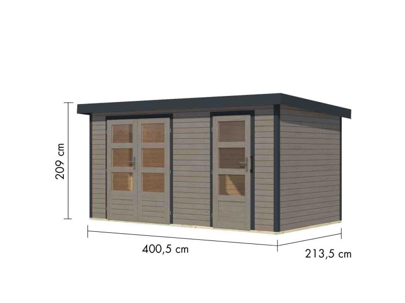 Karibu Hybrid Gartenhaus Merkur 1 D wassergrau/anthrazit