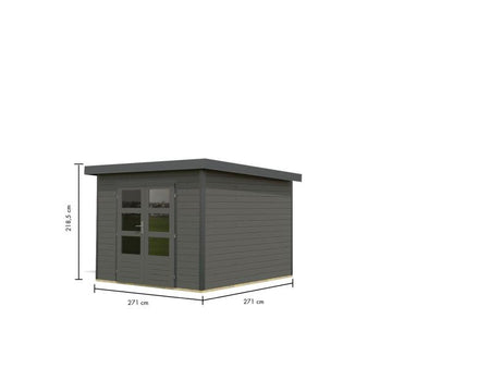 Karibu Hybrid Gartenhaus Pluto 6 B, terragrau/anthrazit, 28 mm