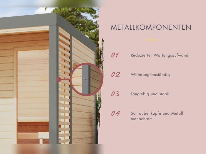Karibu Hybrid Saunahaus Ares 1, anthrazit/staubgrau -inkl. 9 kW Ofen ext. Steuerung-