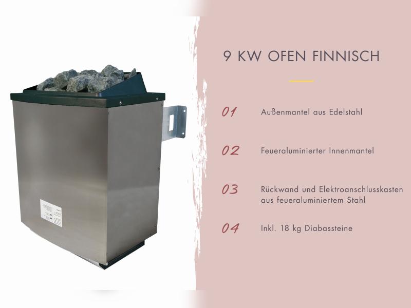 Karibu Hybrid Saunahaus Ares 2, naturbelassen/anthrazit -inkl. 9 kW Ofen ext. Steuerung-