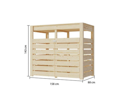 Karibu Mülltonnenbox, natur,  für 2 Tonnen inkl. Hochbeet
