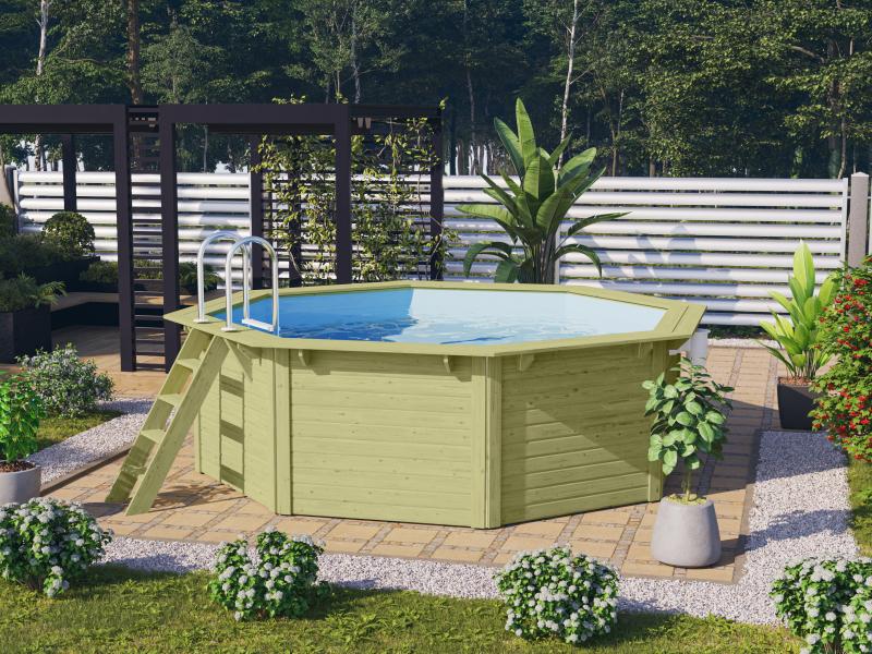 Karibu Pool Modell 1 X im Set mit Filteranlage und Skimmer, kdi - Folie Blau