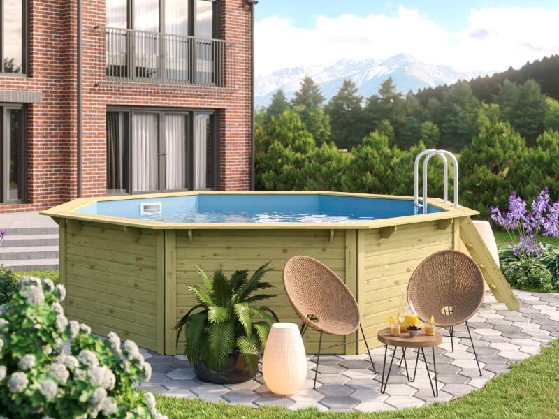 Karibu Pool Modell 2 X im Set mit Filteranlage und Skimmer, kdi - Folie Blau