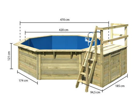 Karibu Pool Modell 2 X im Set mit Terrasse kdi - Folie Blau
