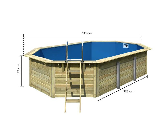 Karibu Pool Modell 4 X im Set mit Filteranlage groß und Skimmer, kdi - Folie Blau