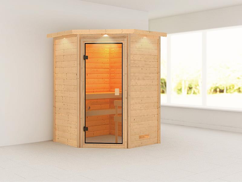 Karibu Sauna Antonia mit Dachkranz 38 mm